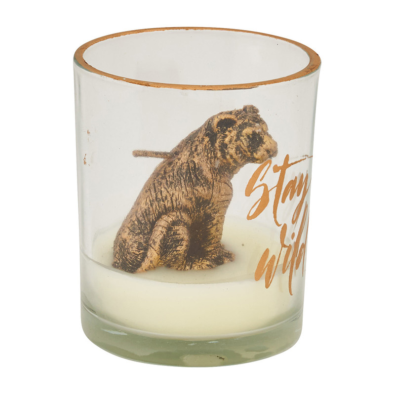 Cheetahkaars in glas - Ø6xH7 cm