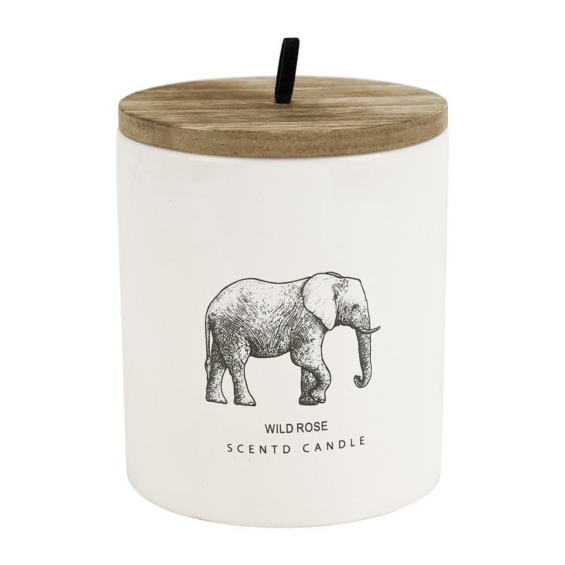 Geurkaars olifant in pot - Wild Rose
