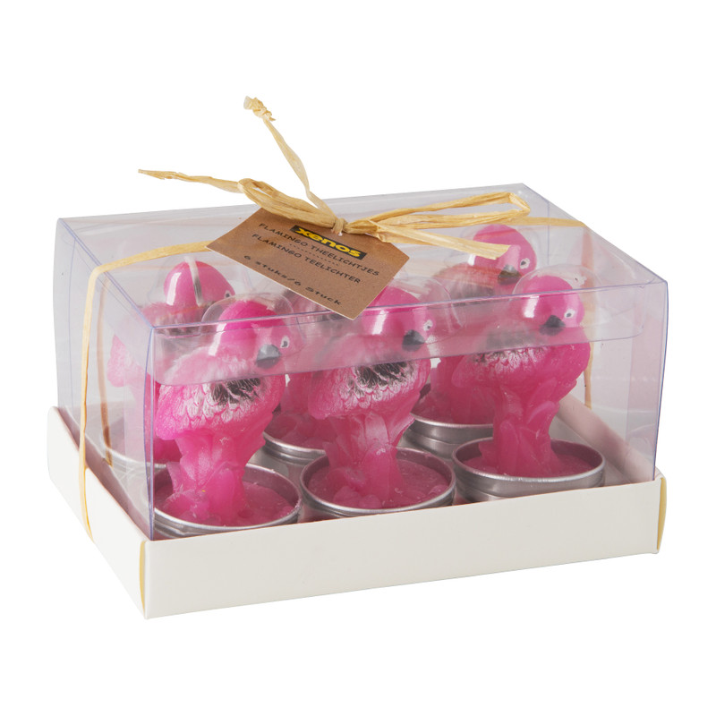 Theelichten flamingo - set van 6
