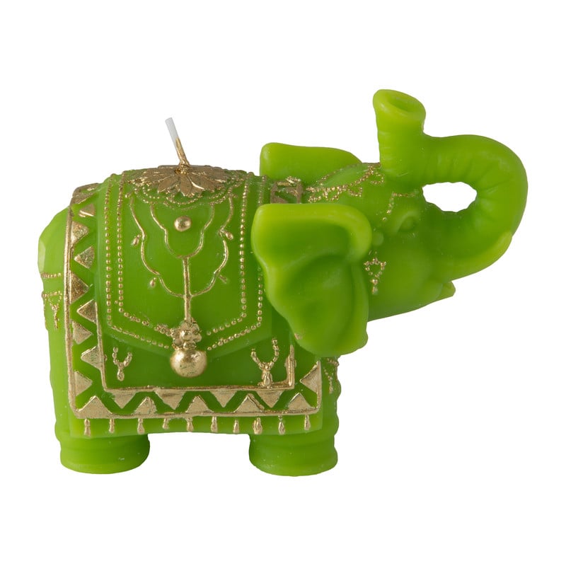 Olifant kaars gedecoreerd - groen