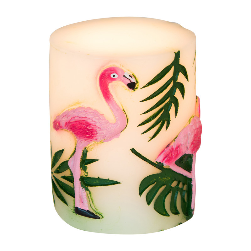 LED kaars flamingo - 10x8 cm