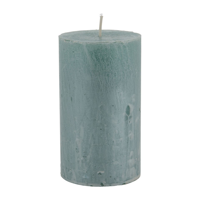Kaars rustiek - metallic groen - 12x7 cm