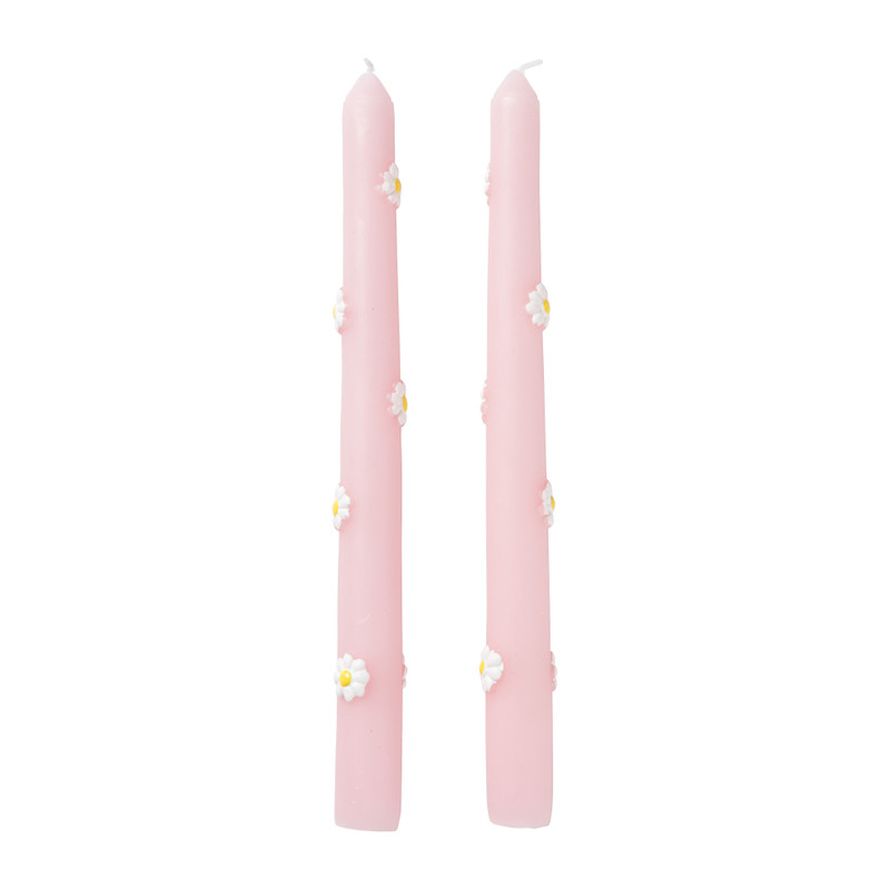 Dinerkaars bloemen - roze - set van 2