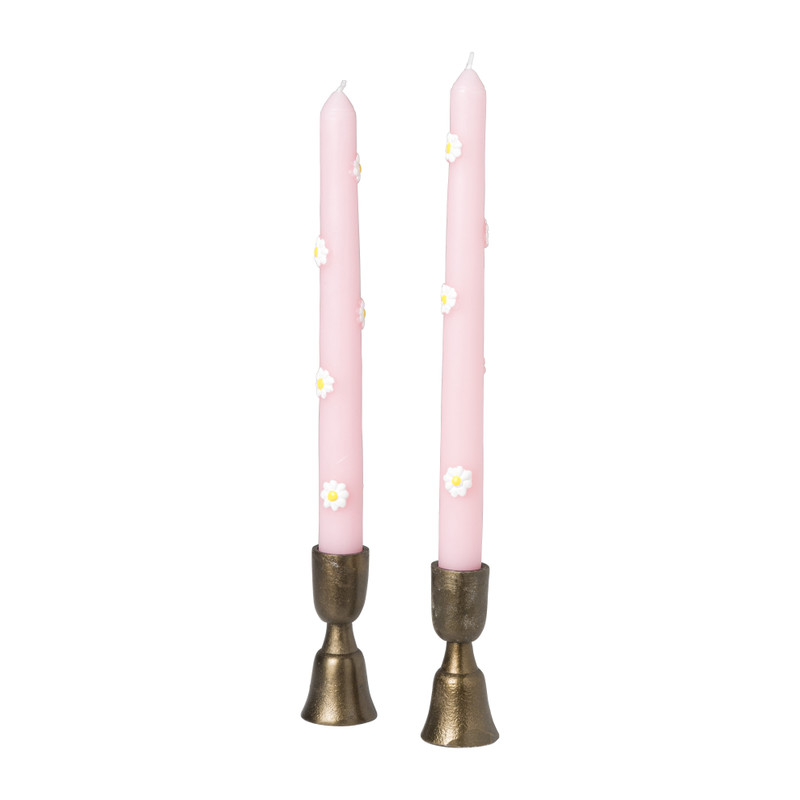 Dinerkaars bloemen - roze - set van 2
