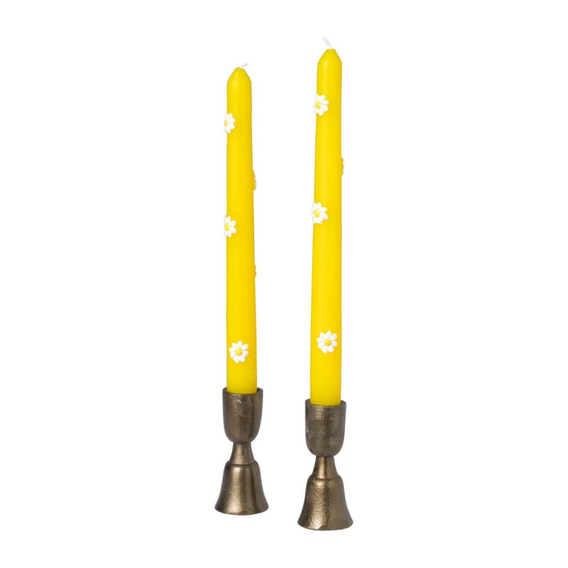 Dinerkaars bloemen - geel - set van 2