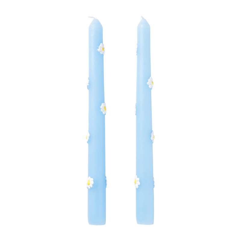 Dinerkaars bloemen - blauw - set van 2