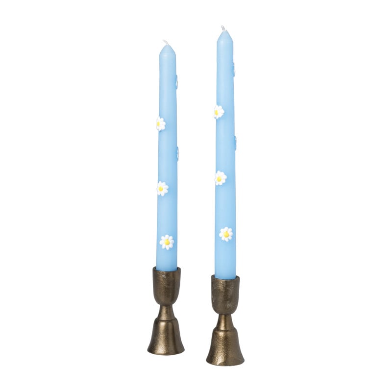 Dinerkaars bloemen - blauw - set van 2