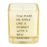 Kaars met quote - geel - 6x6x6.8 cm 