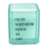 Kaars met quote - blauw - 7x7x8 cm  