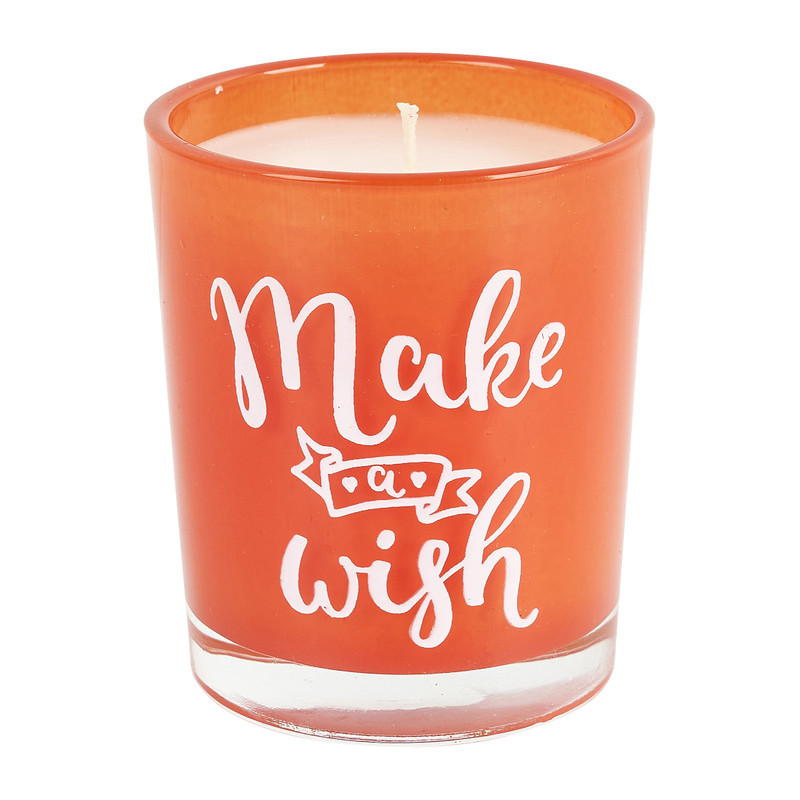 Kaars met quote - oranje - ⌀5.5x6.5 cm 