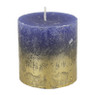 Kaars cobalt fading goud - 7x7 cm 