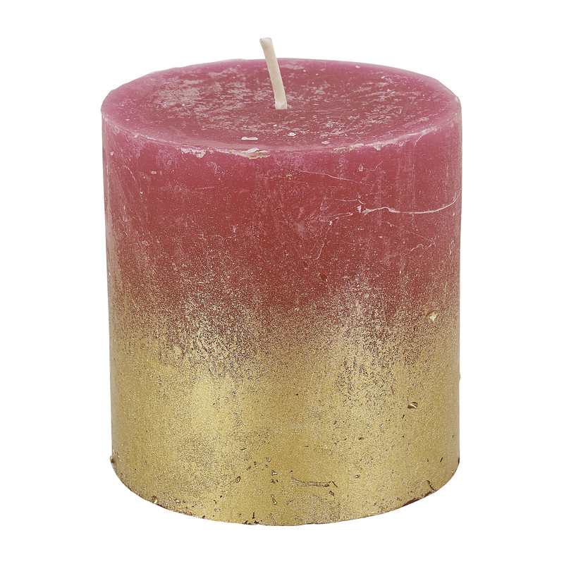 Kaars fuchsia fading goud - 7x7 cm 