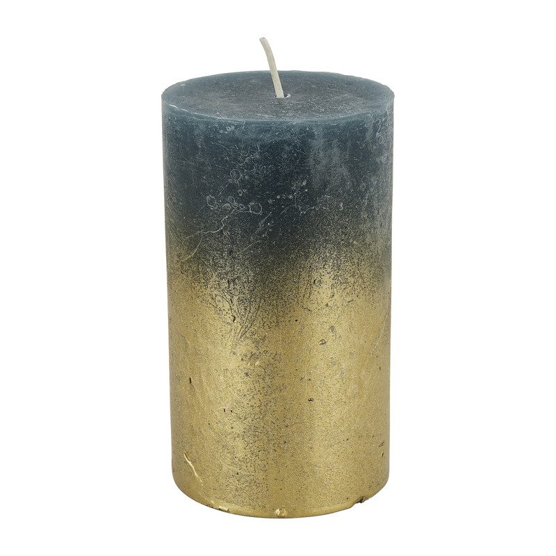 Kaars petrol fading goud - 7x12 cm 