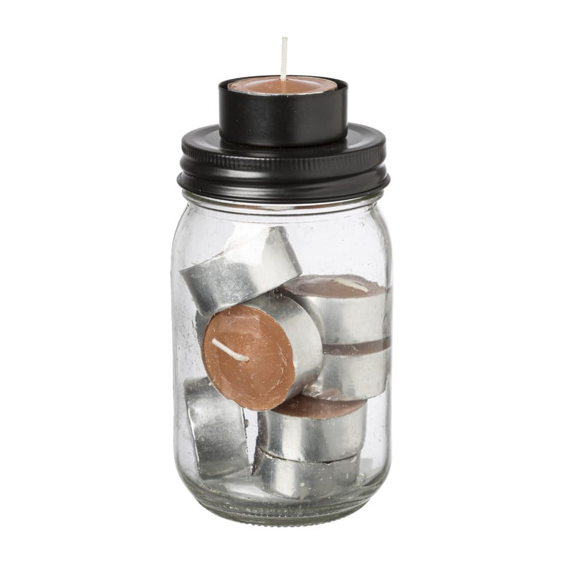Theelichthouder jar - terra - ø7,8x15 cm