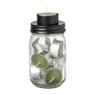 Theelichthouder jar - groen - ø7.8x15 cm