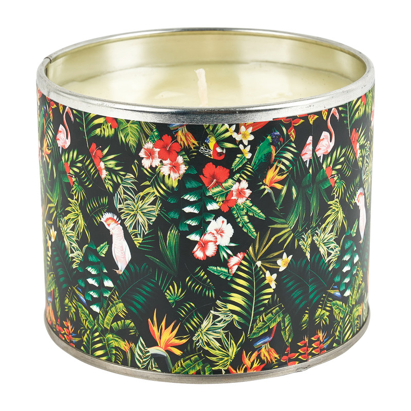 Kaars in blik met jungle print - ø10 cm