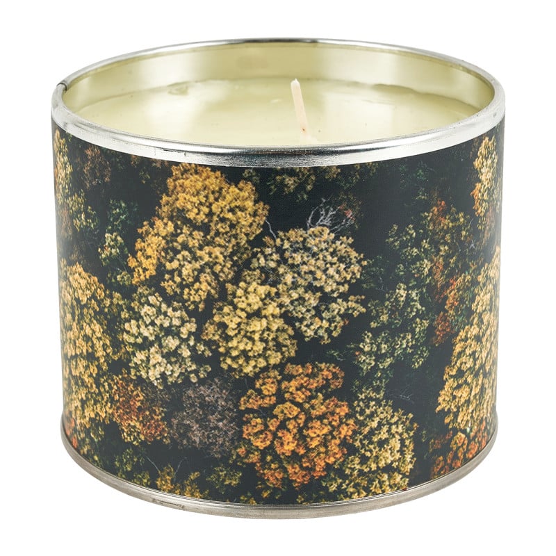 Kaars in blik met bomen print - ø10 cm
