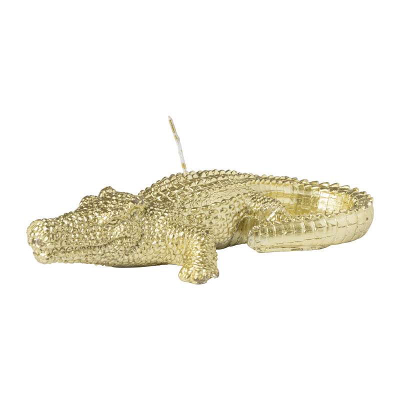 Kaars krokodil - goudkleurig - 16,5 cm