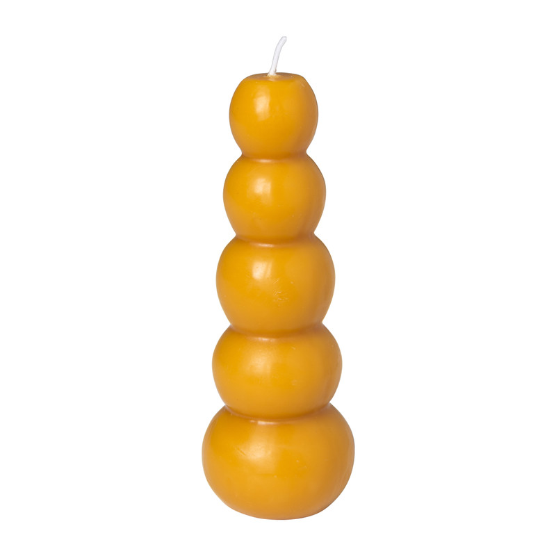 Kaars stapel bollen - oker - ø5x15 cm