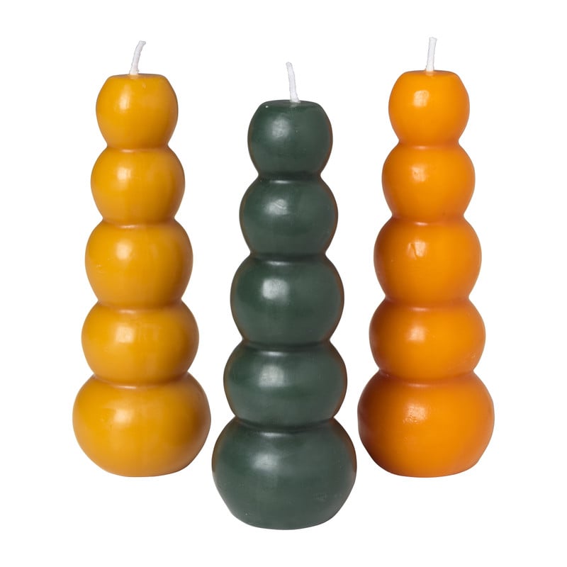 Kaars stapel bollen - oranje - ø5x15 cm