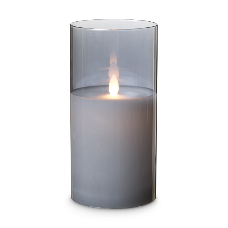 LED kaars in glas - metallic - Ø10x20 cm