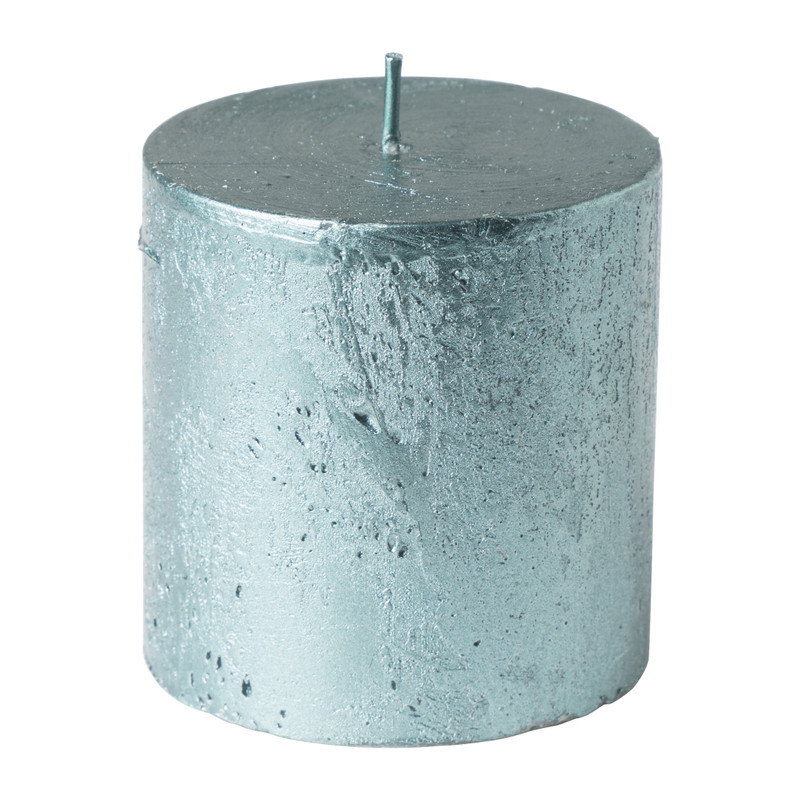 Kaars rustiek metallic - petrol - ⌀5x15 cm 