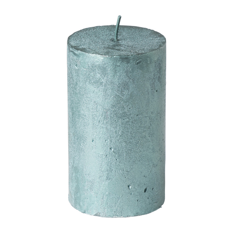 Kaars rustiek metallic - petrol - ⌀7x12 cm 