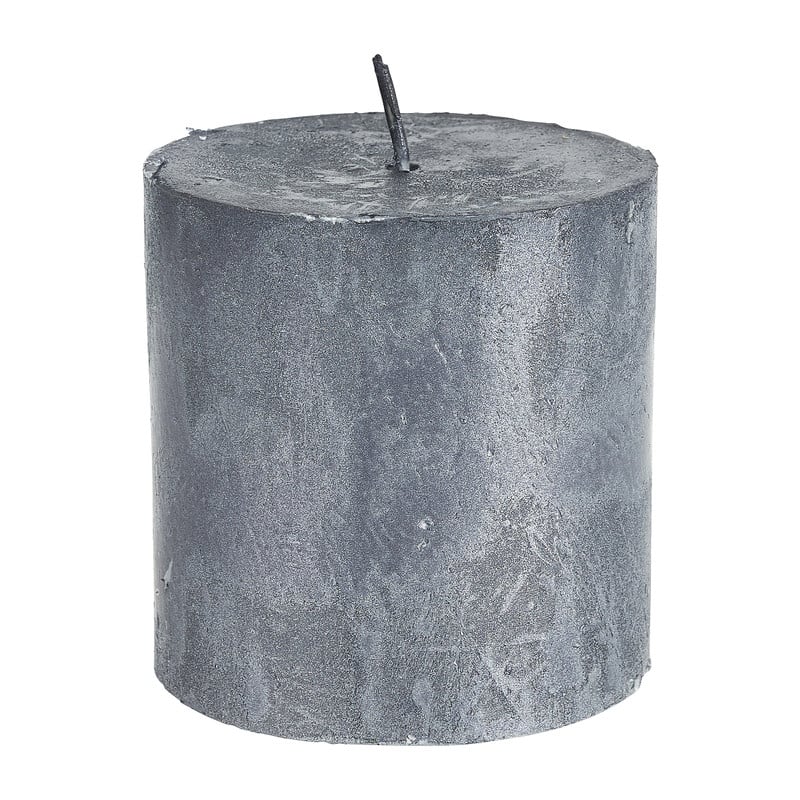 Kaars rustiek metallic - donkergrijs - 7x7 cm 