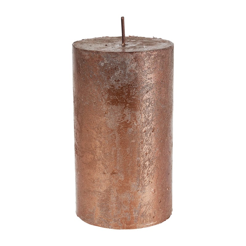 Kaars rustiek metallic - koper - 7x12 cm 