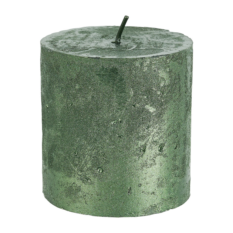 Kaars rustiek metallic - groen - ø7x7 cm