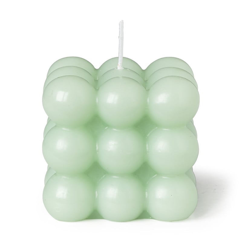 Bubbel kaars - groen - 6.5x6.5x6.5 cm 