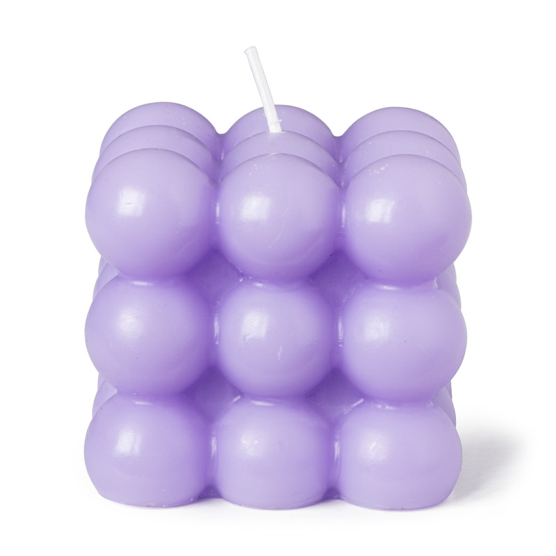 Bubbel kaars - paars - 6.5x6.5x6.5 cm 