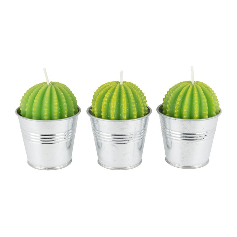 Cactus kaars in emmertje
