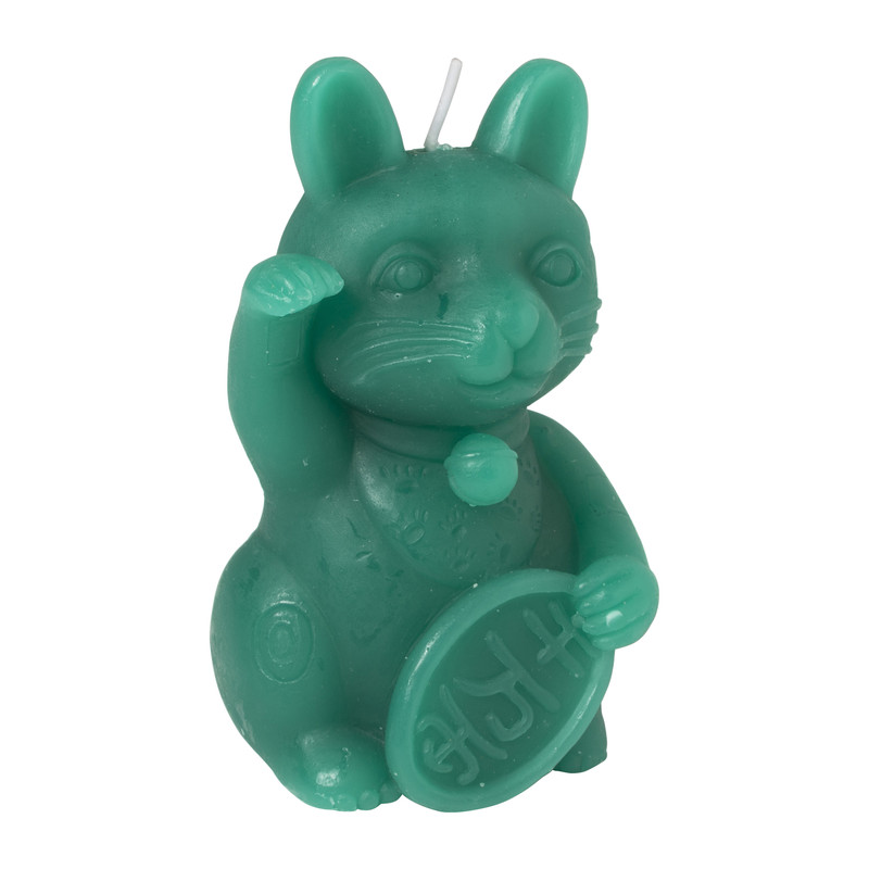Kaars kat - groen - 11 cm