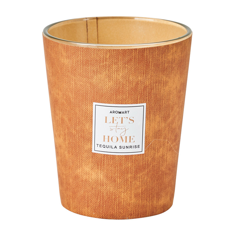 Geurkaars - leer - tequila sunrise - 11.5x14 cm