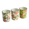 Kaars in glas met bloemenprint - set van 3 - 15x5,5x6,5 cm