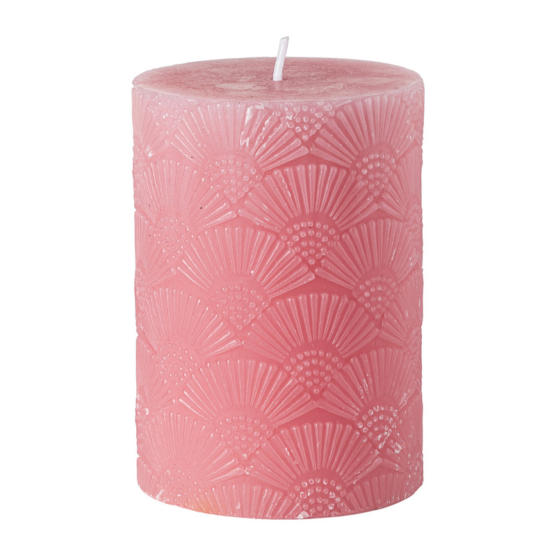 Kaars met print - roze - 7x10 cm