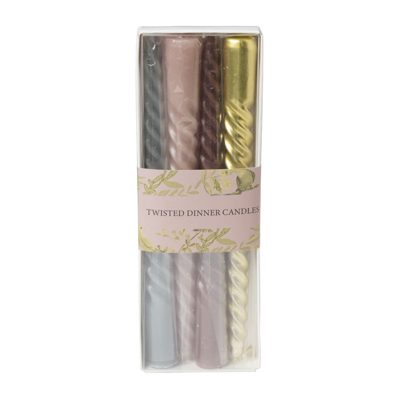 Gedraaide kaarsen set van 4 - multikleur - 20 cm