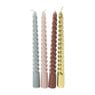 Gedraaide kaarsen set van 4 - multikleur - 20 cm