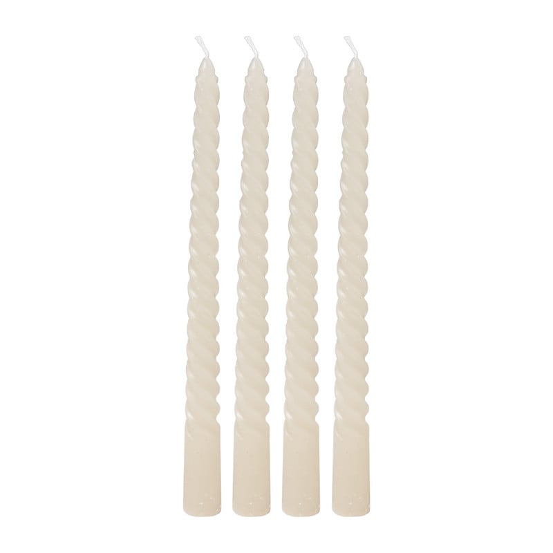 Gedraaide kaarsen - beige - set van 4