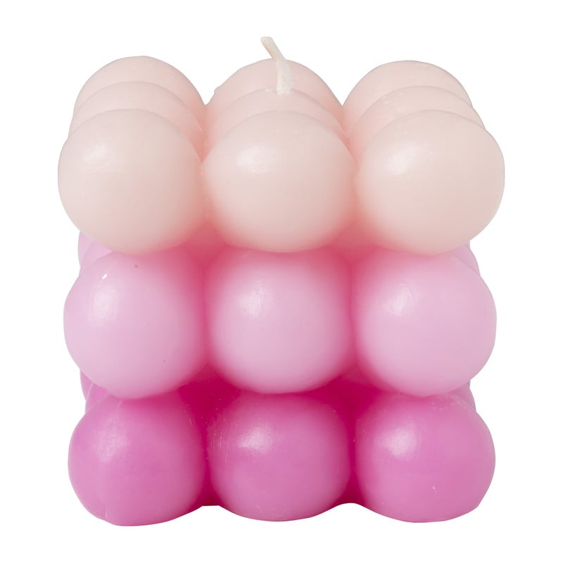Kaars bubbels 3 tone - diverse kleuren - 7.8x7.8x7.8 cm