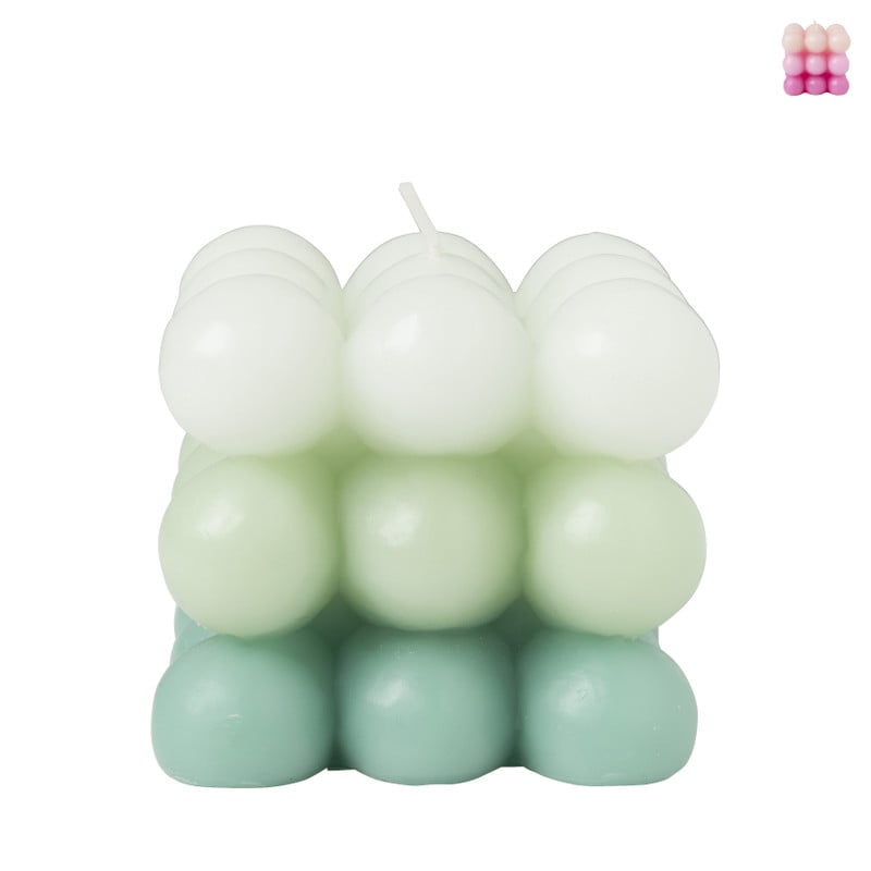 Kaars bubbels 3 tone - diverse kleuren - 7.8x7.8x7.8 cm