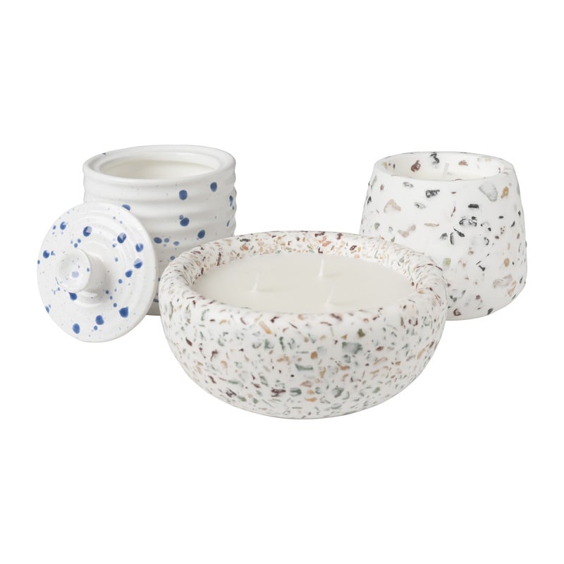 Geurkaars in pot Terrazzo groot - ø9.3x7.8 cm