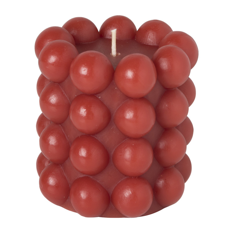 Kaars rond bollen - rood - ø7.8x8.5 cm