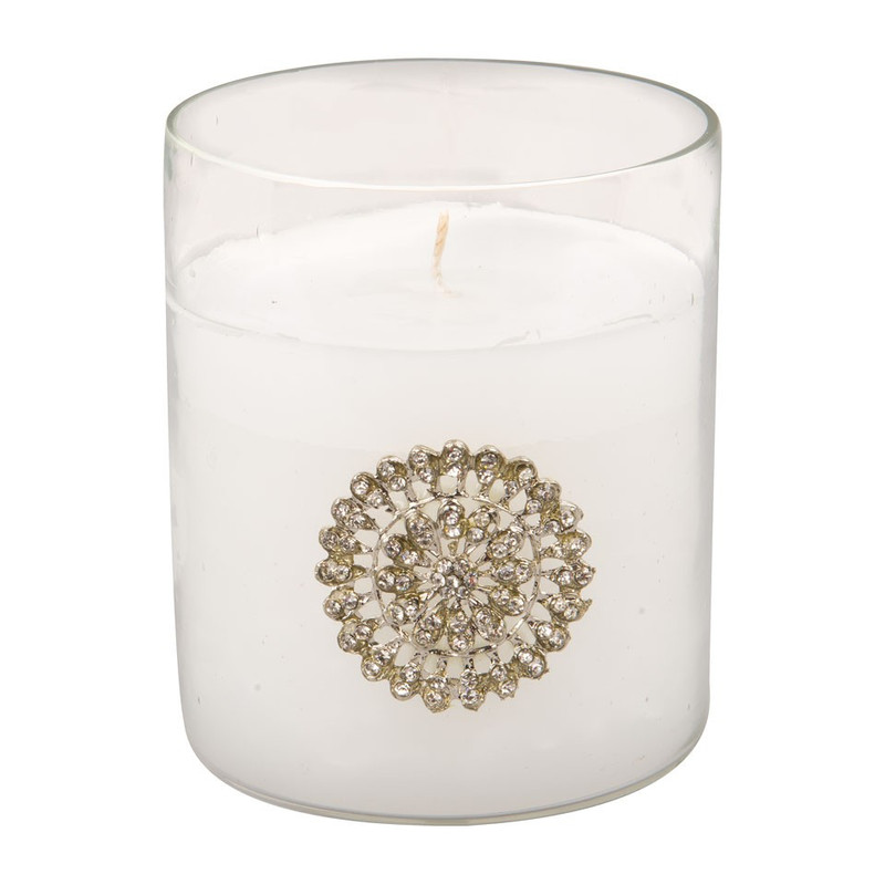 Kaars in glas met steentjes