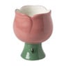 Kaars in bloemenschaaltje groot - roze/groen - ø10x12.4 cm