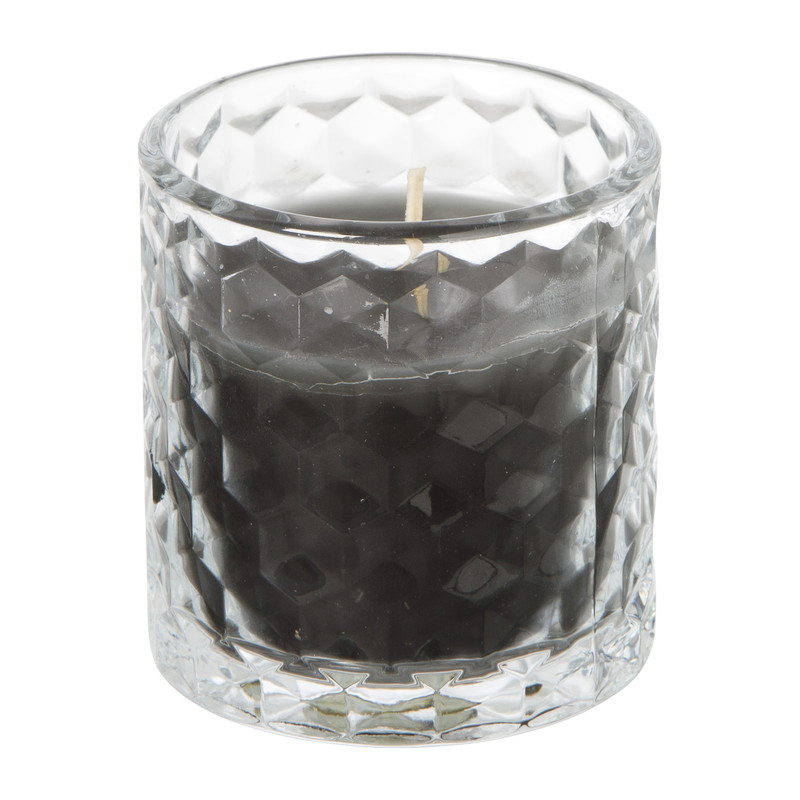 Kaars in glas - donkergrijs - ⌀7x7.4 cm