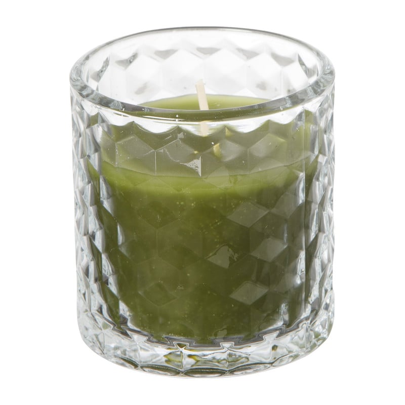 Kaars in glas - mosgroen - ⌀7x7.4 cm