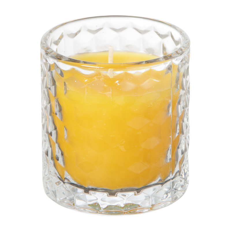 Kaars in glas - okergeel  - ⌀7x7.4 cm
