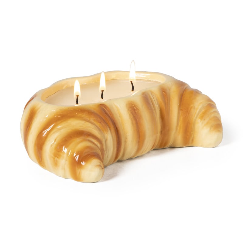 Geurkaars met croissant geur - bruin - 5x17x11 cm